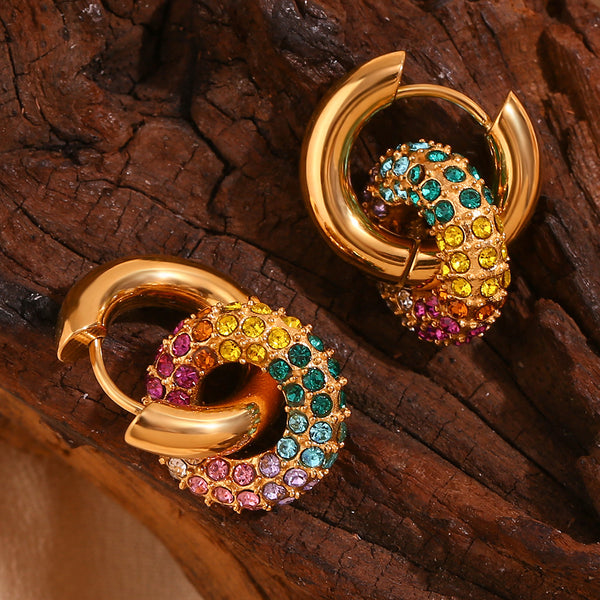 Fashion Circle Geometric Stainless Steel 18K Gold Plated Earrings