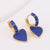 Vintage Retro Women Metal Heart Heart Copper Oil Dripping Earrings