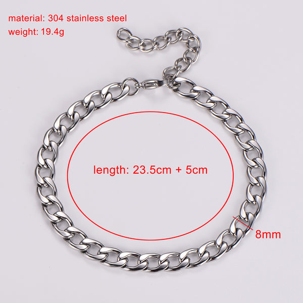 Unisex Hip Hop Geometric 304 Stainless Steel Anklets