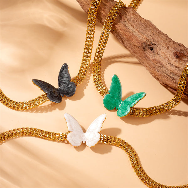 Fashion Butterfly Insect Stainless Steel Electroplating Necklaces