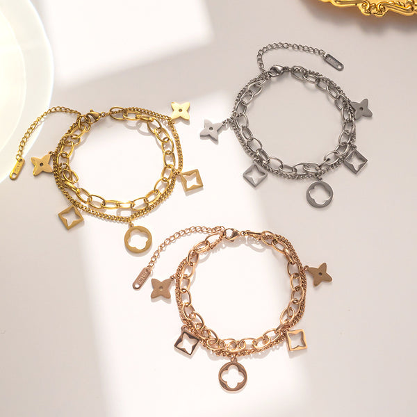 Women Geometric Titanium Steel 18K Gold Plated Bracelets