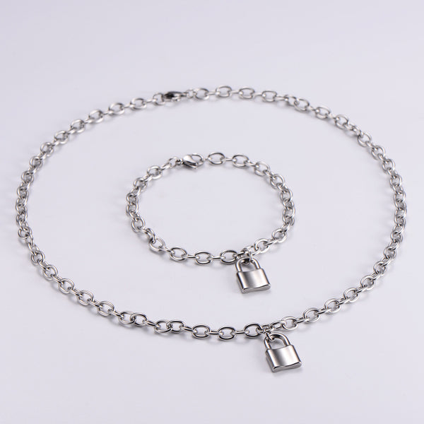 Women Minimalist Lock Stainless Steel Jewelry Sets