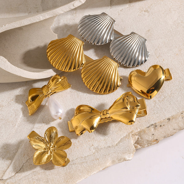 Shell Stainless Steel Electroplating Hair Clips