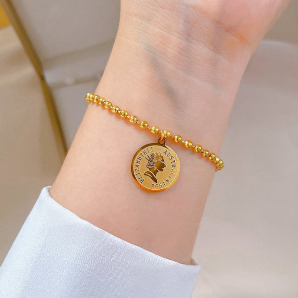 Korean Women Ripple Zodiac Sign Titanium Steel Gold Plating Bracelets