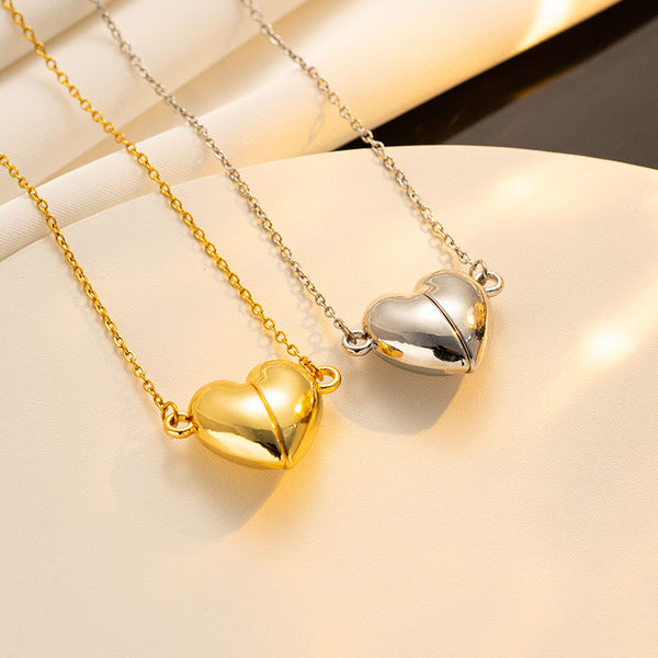 Moderate Luxury Heart Titanium Steel 18K Gold Plated Necklaces