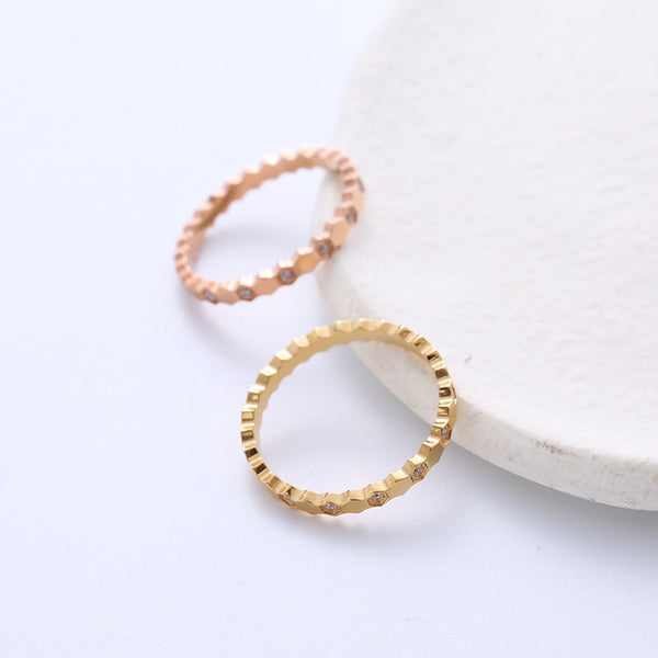 Women Metal Diamond Doll Titanium Steel Electroplating Rings