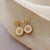 Medieval Flower Geometric Heart Flower Leaf Artificial Pearl Oil Dripping Earrings