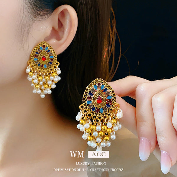 Medieval Droplet Droplet Geometric Alloy Oil Dripping Earrings