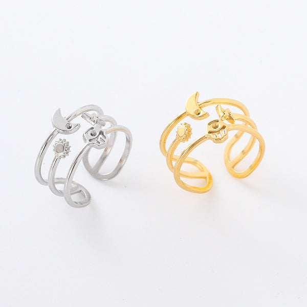 Retro Unisex Vintage Geometric Stainless Steel Electroplating Rings