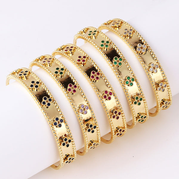 Flower Zircon Electroplating Bangles