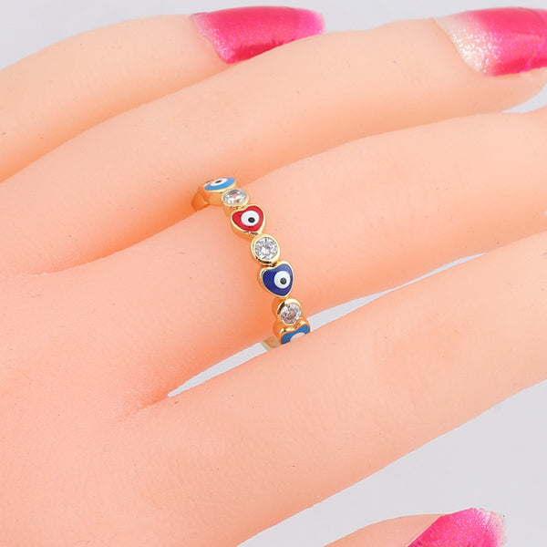 Vintage Retro Women Vintage Metal Retro Eye Heart Zircon Rings