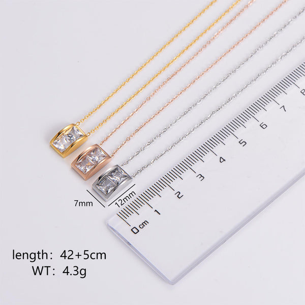 Minimalist Quadrilateral Stainless Steel Electroplating Necklaces