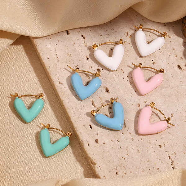 Fashion Heart Geometric Stainless Steel 18K Gold Plated Earrings