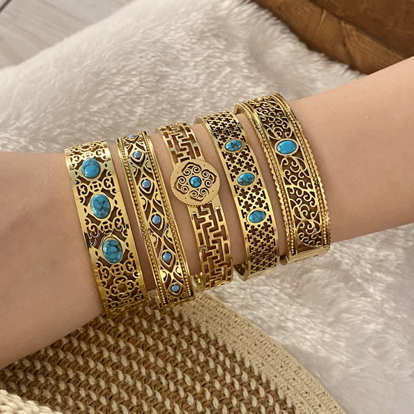 Vintage Retro Stainless Steel Electroplating Bangles