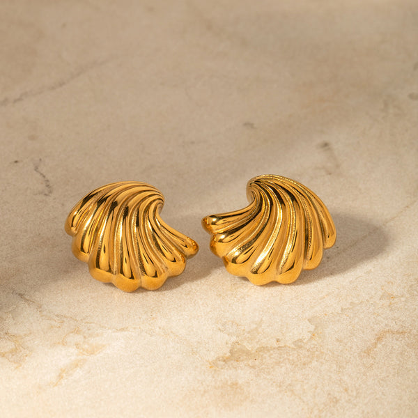 IG Style Round Geometric Stainless Steel 18K Gold Plated Earrings