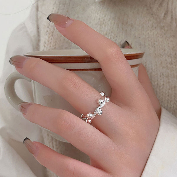 925 Sterling Silver Women Korean Chamfered Cube Heart Silver Silver Plating Rings