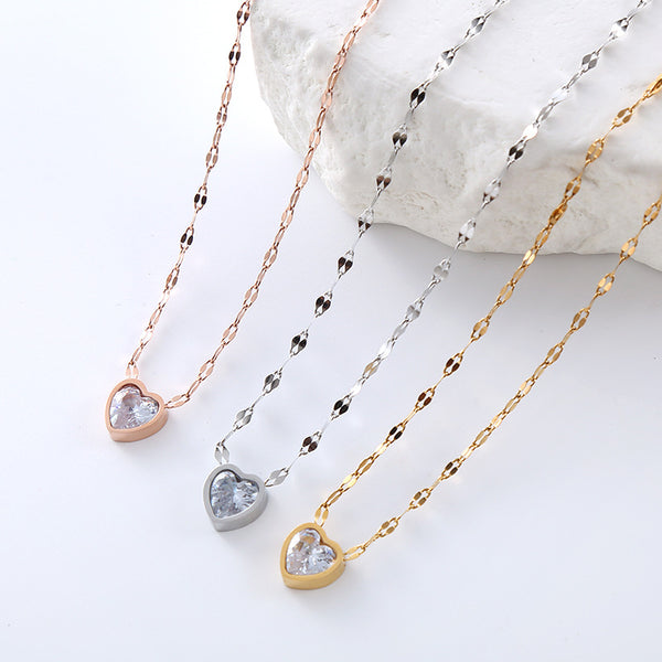 Moderate Luxury Heart Chain Geometric Heart Stainless Steel Electroplating Necklaces