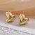 Heart Geometric Copper Electroplating Stud Earrings