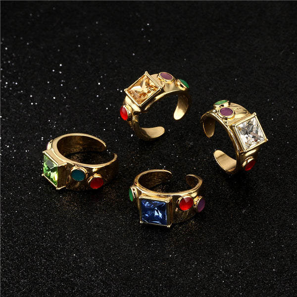 IG Style Women Geometric Copper Inlay Rings