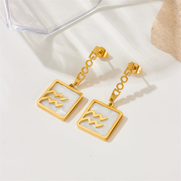 Fashion Square Geometric Titanium Steel Electroplating Earrings