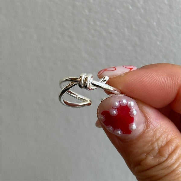 925 Sterling Silver Women Korean Knot Silver Silver Plating Rings