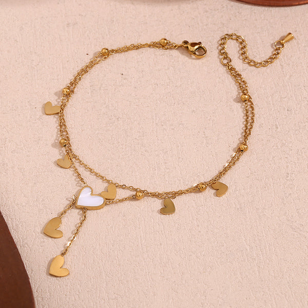 Minimalist Women Heart 18K Gold Plated Anklets