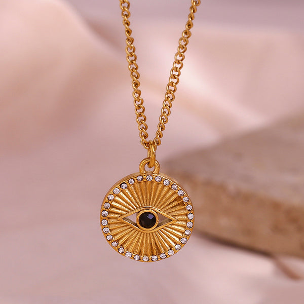 Minimalist Eye Geometric Stainless Steel 18K Gold Plated Necklaces