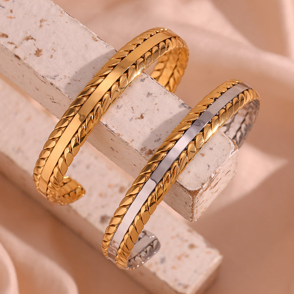 Minimalist Circle Stainless Steel 18K Gold Plated Bangles