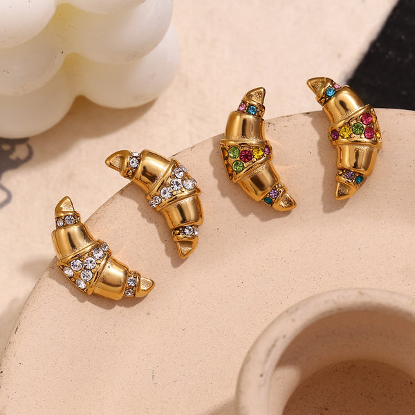 Fashion Geometric Stainless Steel 18K Gold Plated Stud Earrings