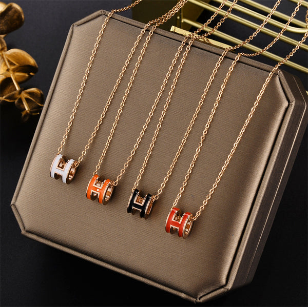 Korean East Asia Symbol Geometric Titanium Steel Gold Plating Necklaces