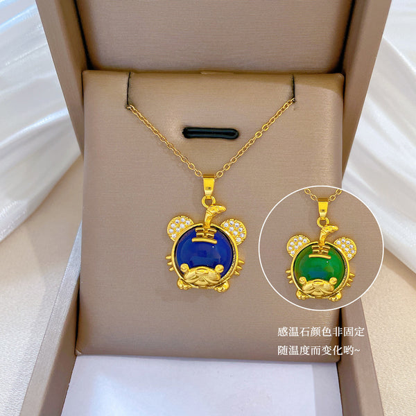 Korean Moon Geometric Stainless Steel Electroplating Necklaces