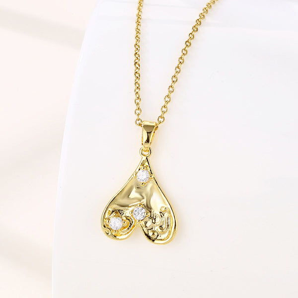 Women Minimalist Geometric Metal Heart Stainless Steel Electroplating Necklaces