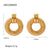 IG Style Round Geometric Stainless Steel 18K Gold Plated Earrings