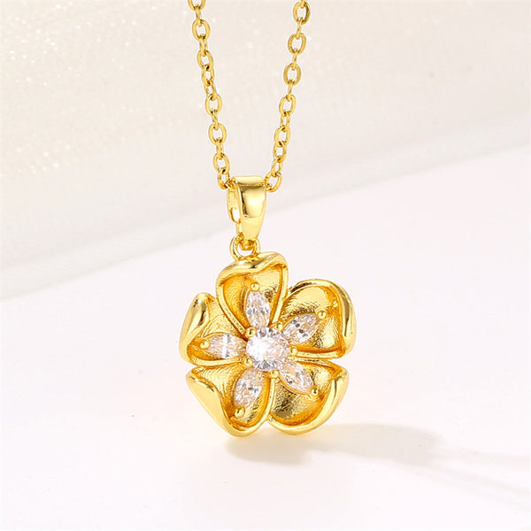 Minimalist Flower Stainless Steel Electroplating Necklaces