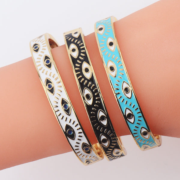 Women Mixed Color Bohemian Geometric Copper Bangles