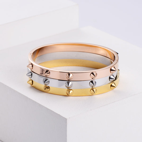 Women Korean Metal Diamond Stainless Steel Bangles