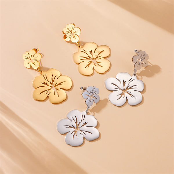 Fashion Flower Flower Stainless Steel Electroplating Earrings