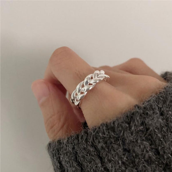 925 Sterling Silver Women Korean Geometric Silver Silver Plating Rings