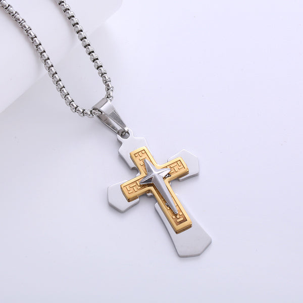 Retro Men Vintage Cross Cross Titanium Steel Electroplating Pendants