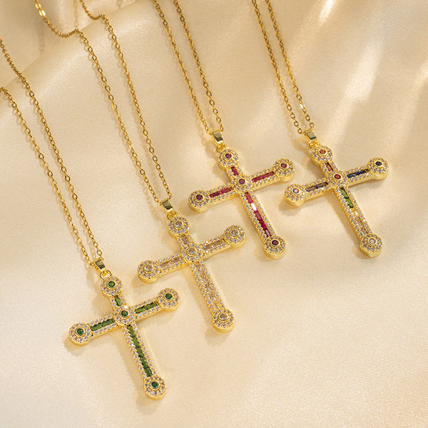 Cross Geometric Titanium Steel 18K Gold Plated Necklaces