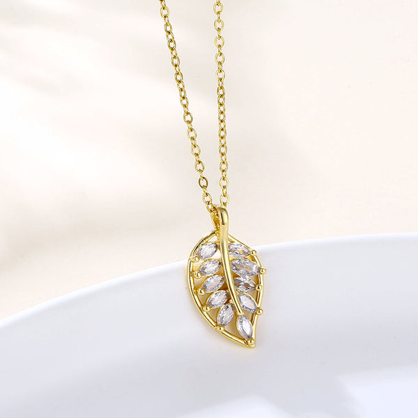 Women Refreshing Leaf Stainless Steel Electroplating Necklaces