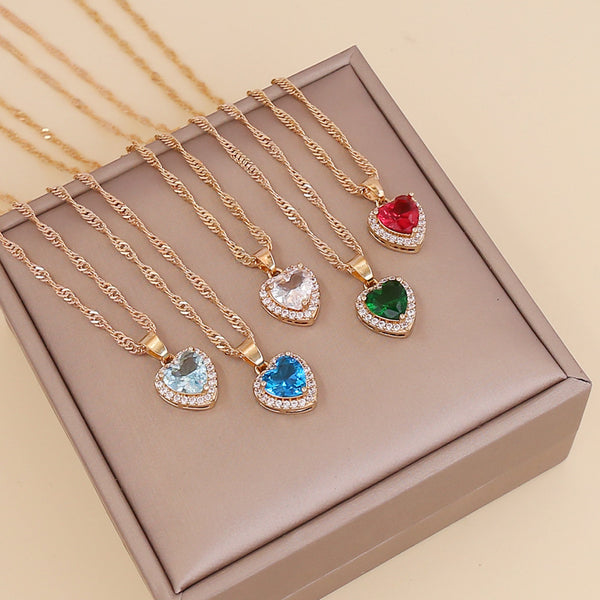 Women Heart Alloy Electroplating Necklaces