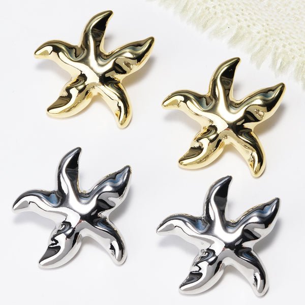 Moderate Luxury Irregular Pentagram Star Copper Electroplating Stud Earrings