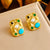 Fashion Square Geometric Stainless Steel Electroplating Stud Earrings