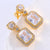 Elegant Irregular Square Stainless Steel Diamond Inlay Stud Earrings