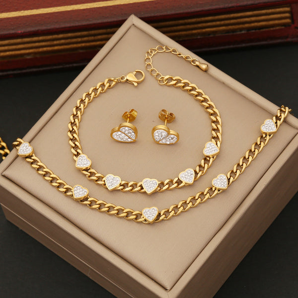 Fashion Heart Stainless Steel Electroplating Necklaces