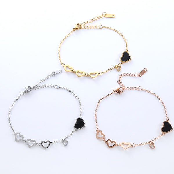 Natural Women Heart Chain Heart Stainless Steel Electroplating Bracelets