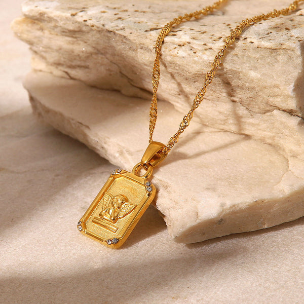 Natural Geometric Stainless Steel 18K Gold Plated Necklaces