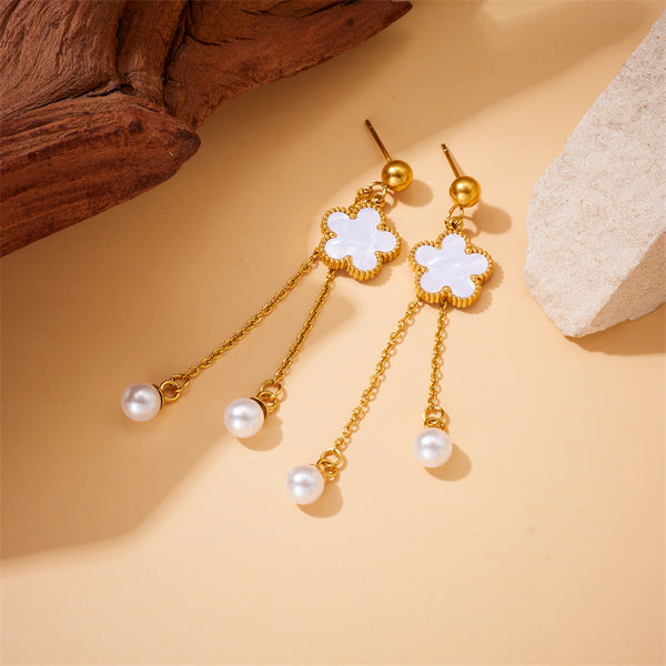 Fashion Flower Stainless Steel Electroplating Earrings