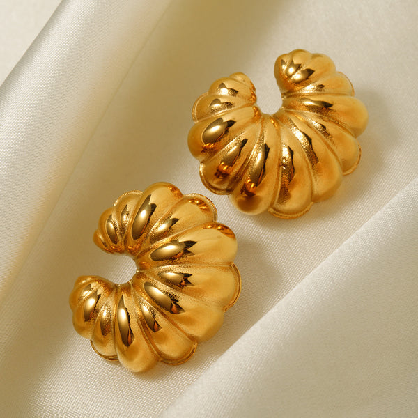 IG Style Round Stainless Steel 18K Gold Plated Earrings